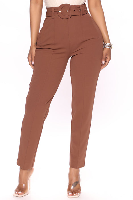 Women's High Waisted Belted Side Pocket Work Suit Pants - Halara